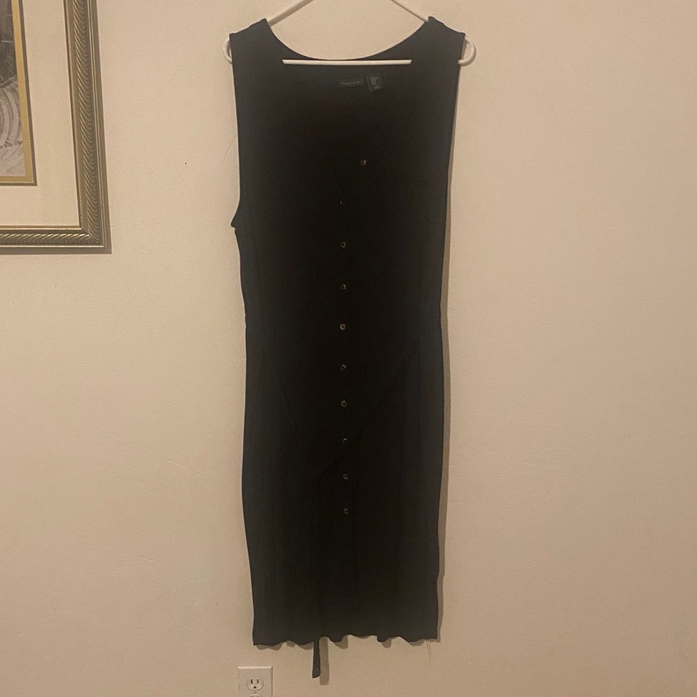 Tahari Black Button-Down Midi Dress